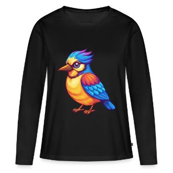 Jay Bird Bunte Kawaii Cartoon Figur Vogel - Frauen Premium Bio Langarmshirt - Schwarz - Vorne - Julia (174cm)