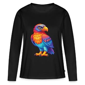 Buse coloré Kawaii personnage de dessin animé oiseau - T-shirt manches longues Premium bio Femme - noir - Devant - Julia (174cm)