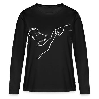 Oneliner - Hund und Mensch Faust - Frauen Premium Bio Langarmshirt - Schwarz - Vorne - Julia (174cm)