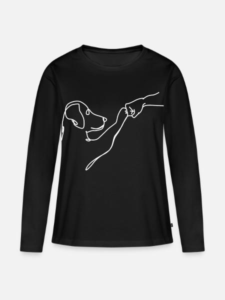 Oneliner - Hund und Mensch Faust - Frauen Premium Bio Langarmshirt - Schwarz