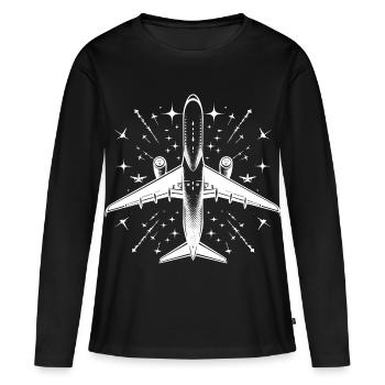 avion - T-shirt manches longues Premium bio Femme - noir - Devant - Julia (174cm)