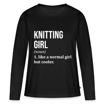 Stricken Stricken Stricken - Frauen Premium Bio Langarmshirt - Schwarz - Vorne - Julia (174cm)