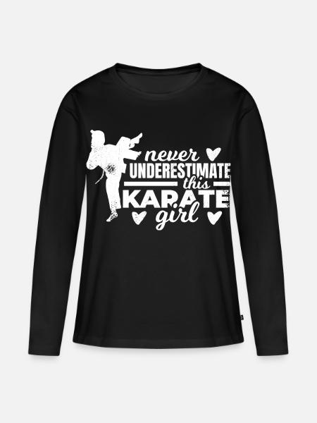 Karate Mädchen - Frauen Premium Bio Langarmshirt - Schwarz