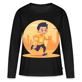 Graphique Marathon Boy - T-shirt manches longues Premium bio Femme - noir - Devant - Julia (174cm)