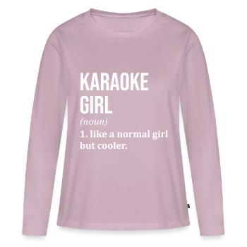Karaoké - T-shirt manches longues Premium bio Femme - rose poudré - Devant - Julia (174cm)