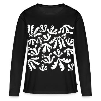 Abstrait Corail L Blanc - T-shirt manches longues Premium bio Femme - noir - Devant - Julia (174cm)