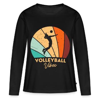 Volleyball Vintage Retro Volleyball Player - T-shirt manches longues Premium bio Femme - noir - Devant - Julia (174cm)