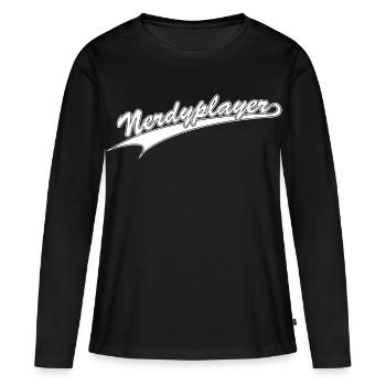 NERDY pour toujours - Nerdyplayer - T-shirt manches longues Premium bio Femme - noir - Devant - Julia (174cm)