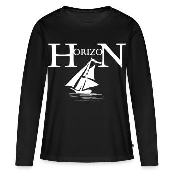 Weißes Boot und Horizont - Frauen Premium Bio Langarmshirt - Schwarz - Vorne - Julia (174cm)