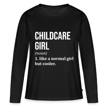 Garde d’enfants Garde d’enfants Garde d’enfants - T-shirt manches longues Premium bio Femme - noir - Devant - Julia (174cm)