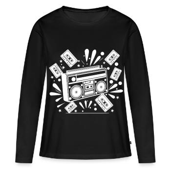 Radiocassette, musique, nostalgie - T-shirt manches longues Premium bio Femme - noir - Devant - Julia (174cm)