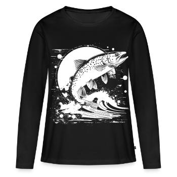 Fischerei Grafik - Frauen Premium Bio Langarmshirt - Schwarz - Vorne - Julia (174cm)