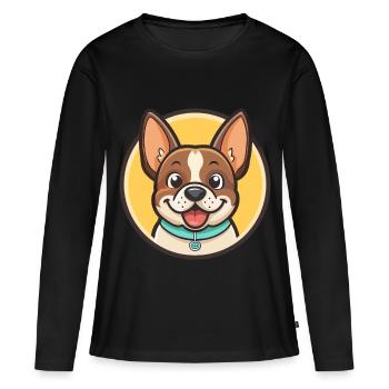 Castro Laboreiro race de chien dessin animé Kawaii Clipart - T-shirt manches longues Premium bio Femme - noir - Devant - Julia (174cm)