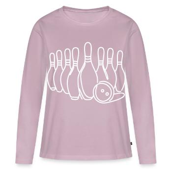 Bowling Pin Ball Drawing - Women's Premium Organic Long Sleeve Shirt - dusky pink - Front - Julia (174cm)