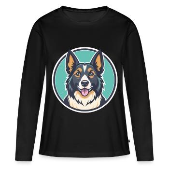 Berger des Carpates Chien Race Drôle Dessin animé Kawaii - T-shirt manches longues Premium bio Femme - noir - Devant - Julia (174cm)