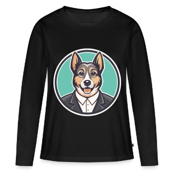 Castro Laboreiro Chien Race Dessin animé Kawaii Clipart - T-shirt manches longues Premium bio Femme - noir - Devant - Julia (174cm)