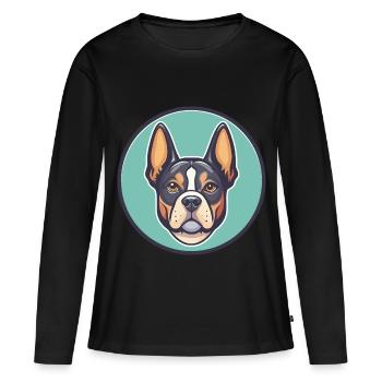 Braque Saint Germain Chien Race Dessin Animé Kawaii Pet - T-shirt manches longues Premium bio Femme - noir - Devant - Julia (174cm)