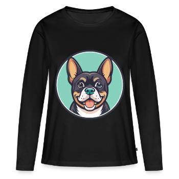 Cao De Castro Laboreiro Race Chien Dessin Animé Kawaii - T-shirt manches longues Premium bio Femme - noir - Devant - Julia (174cm)