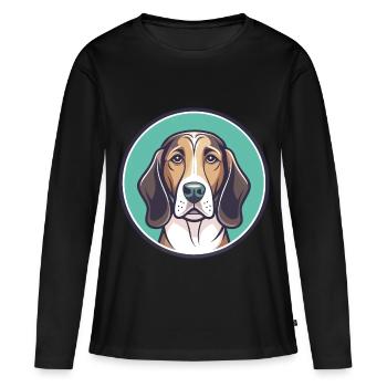 Norman Hound Chien Race Dessin animé Kawaii Clipart Animal de compagnie - T-shirt manches longues Premium bio Femme - noir - Devant - Julia (174cm)