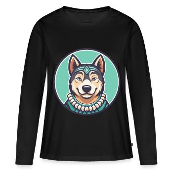 Polynesische Hunderasse Cartoon Kawaii Clipart Tier - Frauen Premium Bio Langarmshirt - Schwarz - Vorne - Julia (174cm)