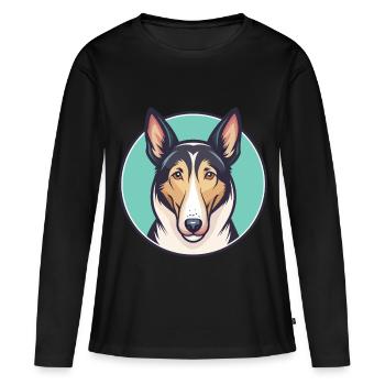 Smooth Collie Hunderasse Cartoon Kawaii Clipart Haustier - Frauen Premium Bio Langarmshirt - Schwarz - Vorne - Julia (174cm)