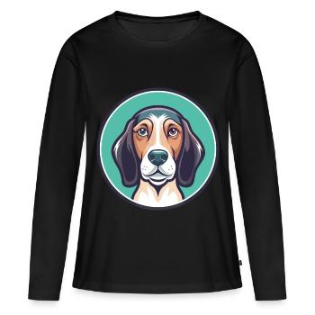 Trigg Hound Hund Rasse Lustige Karikatur Kawaii Clipart - Frauen Premium Bio Langarmshirt - Schwarz - Vorne - Julia (174cm)