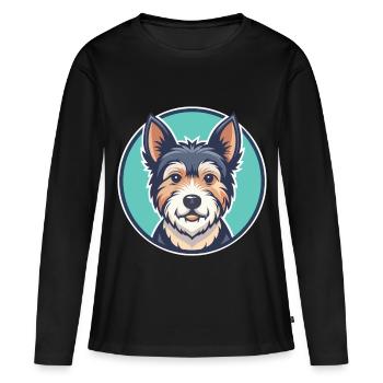 Teddy Roosevelt Terrier Chien Race Dessin animé Kawaii - T-shirt manches longues Premium bio Femme - noir - Devant - Julia (174cm)