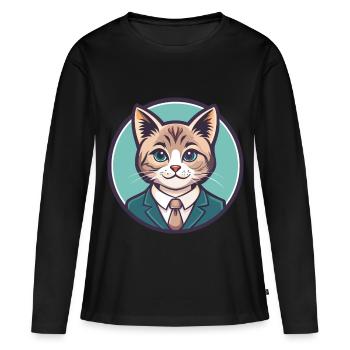 Chantilly Tiffany Chat Race Dessin animé Kawaii Animal - T-shirt manches longues Premium bio Femme - noir - Devant - Julia (174cm)