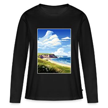 Gower Halbinsel Aonb Reise Poster Souvenir WPA - Frauen Premium Bio Langarmshirt - Schwarz - Vorne - Julia (174cm)