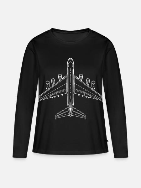 Dessin d’avion - T-shirt manches longues Premium bio Femme - noir