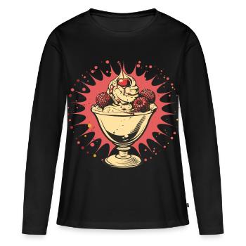 Grafik Eisbecher - Frauen Premium Bio Langarmshirt - Schwarz - Vorne - Julia (174cm)