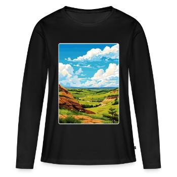 Affiche de voyage du parc national Theodore Roosevelt WPA - T-shirt manches longues Premium bio Femme - noir - Devant - Julia (174cm)