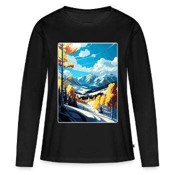 Aspen Ski Resort Colorado Affiche de voyage souvenir - T-shirt manches longues Premium bio Femme - noir - Devant - Julia (174cm)