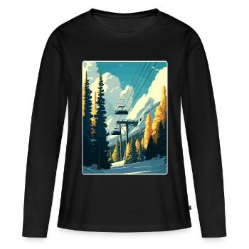 Aspen Ski Ski Voyage Affiche Peinture Souvenir WPA - T-shirt manches longues Premium bio Femme - noir - Devant - Julia (174cm)