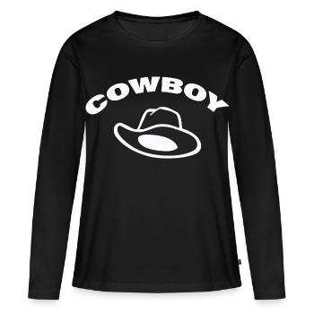 COWBOY - Frauen Premium Bio Langarmshirt - Schwarz - Vorne - Julia (174cm)