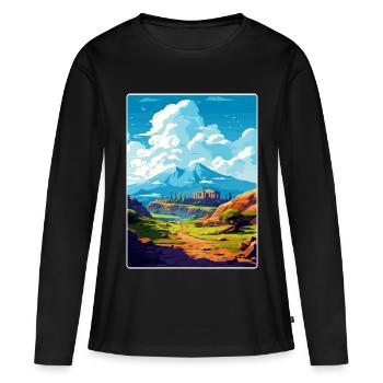 Mont Olympe Grèce Affiche de voyage Souvenir WPA - T-shirt manches longues Premium bio Femme - noir - Devant - Julia (174cm)