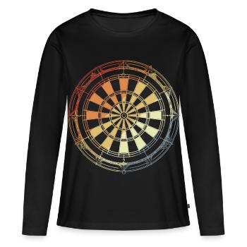 Vintage Dartscheibe - Frauen Premium Bio Langarmshirt - Schwarz - Vorne - Julia (174cm)
