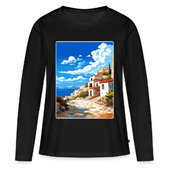 Mani Halbinsel Griechenland Reiseposter Souvenir WPA - Frauen Premium Bio Langarmshirt - Schwarz - Vorne - Julia (174cm)