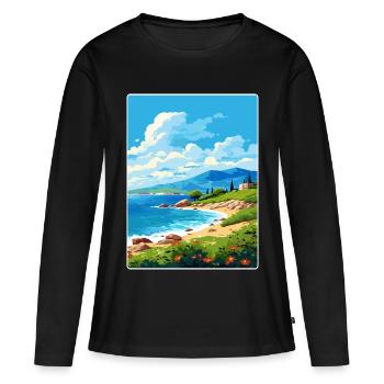 Mani Halbinsel Griechenland Reiseposter Souvenir WPA - Frauen Premium Bio Langarmshirt - Schwarz - Vorne - Julia (174cm)