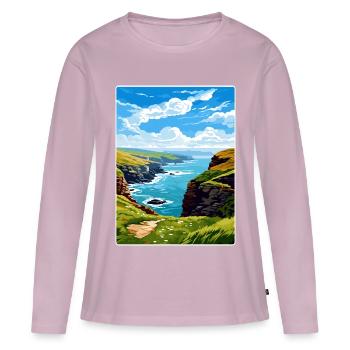 Boscastle Cornwall England Reiseposter Souvenir - Frauen Premium Bio Langarmshirt - Altrosa - Vorne - Julia (174cm)