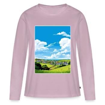 Crantock Cornwall England Reiseposter Souvenir - Frauen Premium Bio Langarmshirt - Altrosa - Vorne - Julia (174cm)
