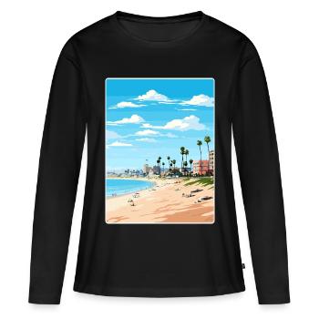 Manhattan Beach Californie Affiche de voyage souvenir - T-shirt manches longues Premium bio Femme - noir - Devant - Julia (174cm)