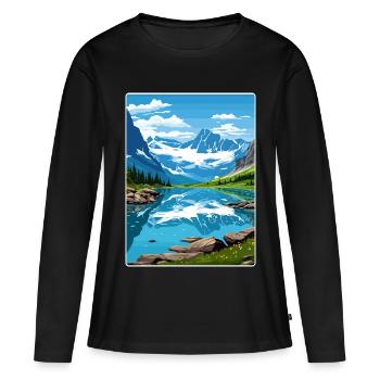 Gletscher-Nationalpark Reiseposter Souvenir WPA - Frauen Premium Bio Langarmshirt - Schwarz - Vorne - Julia (174cm)