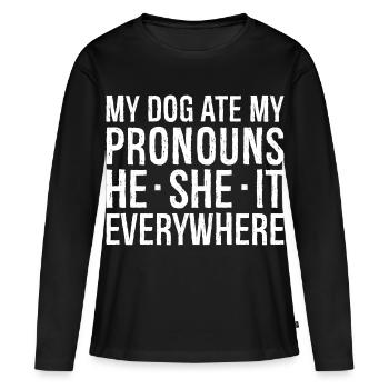 my dog ate my pronouns - T-shirt manches longues Premium bio Femme - noir - Devant - Julia (174cm)