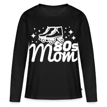 Maman des années 80 - T-shirt manches longues Premium bio Femme - noir - Devant - Julia (174cm)