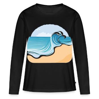 Plage de sable - T-shirt manches longues Premium bio Femme - noir - Devant - Julia (174cm)