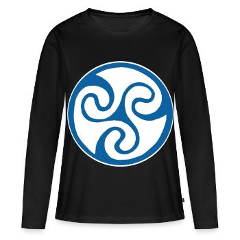 Symbole celte bleu - T-shirt manches longues Premium bio Femme - noir - Devant - Julia (174cm)