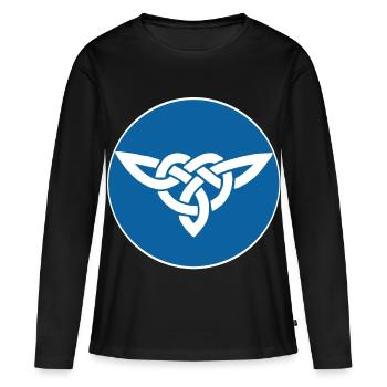 Oiseau celte bleu - T-shirt manches longues Premium bio Femme - noir - Devant - Julia (174cm)