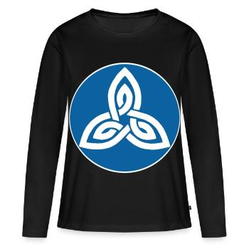 Fleur celte bleu - T-shirt manches longues Premium bio Femme - noir - Devant - Julia (174cm)