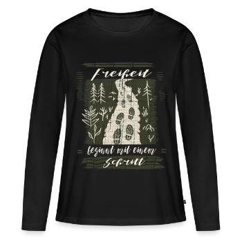 The path is created while walking – Wald Design - Women's Premium Organic Long Sleeve Shirt - black - Front - Julia (174cm)